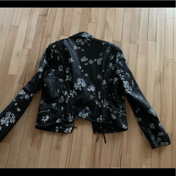 Iro leather jacket with floral hand painted print - Picture 2 of 4